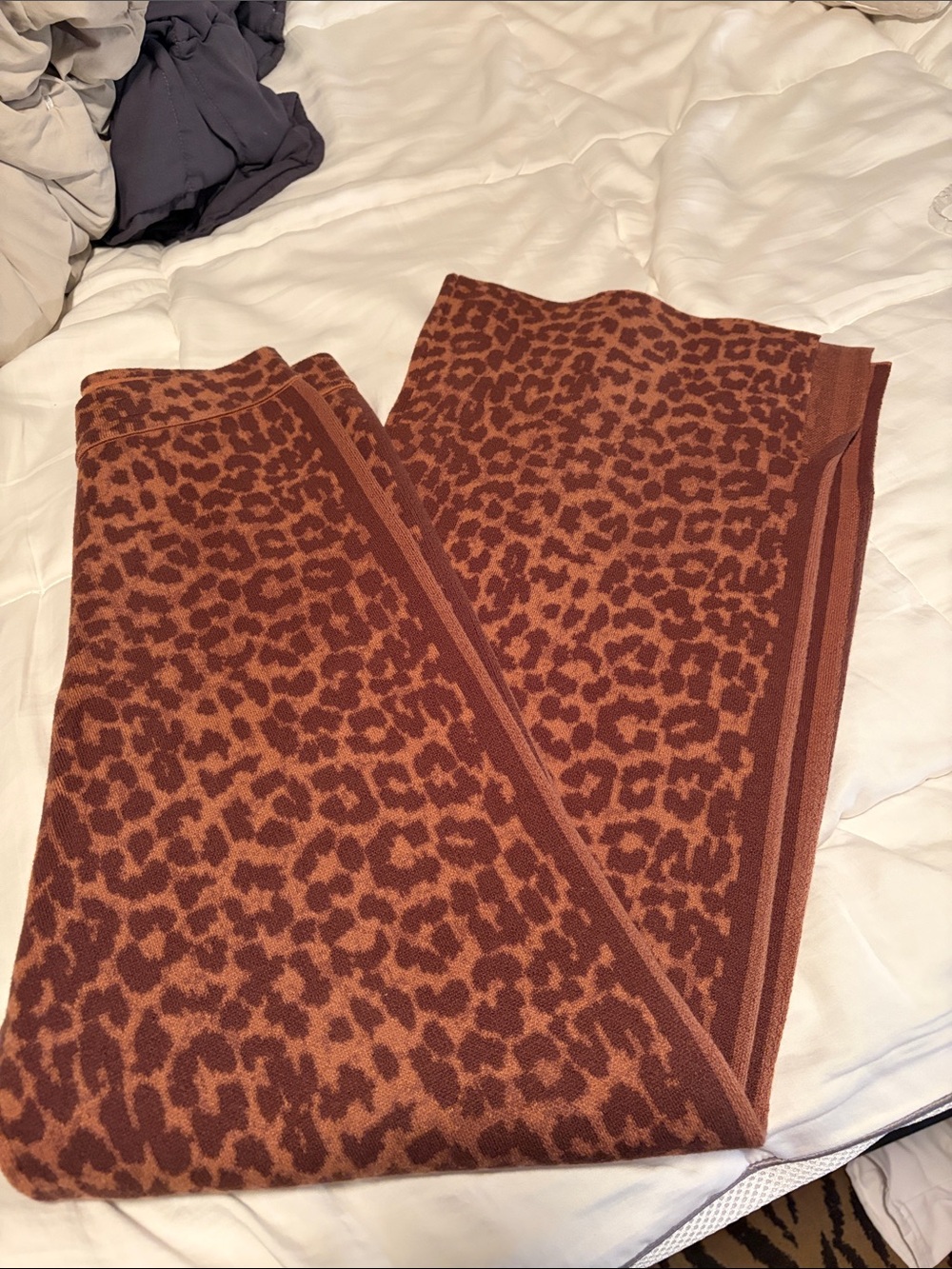 The Upside Wide Leg Leopard Print Knit Pants - Rust Brown - Small NWT